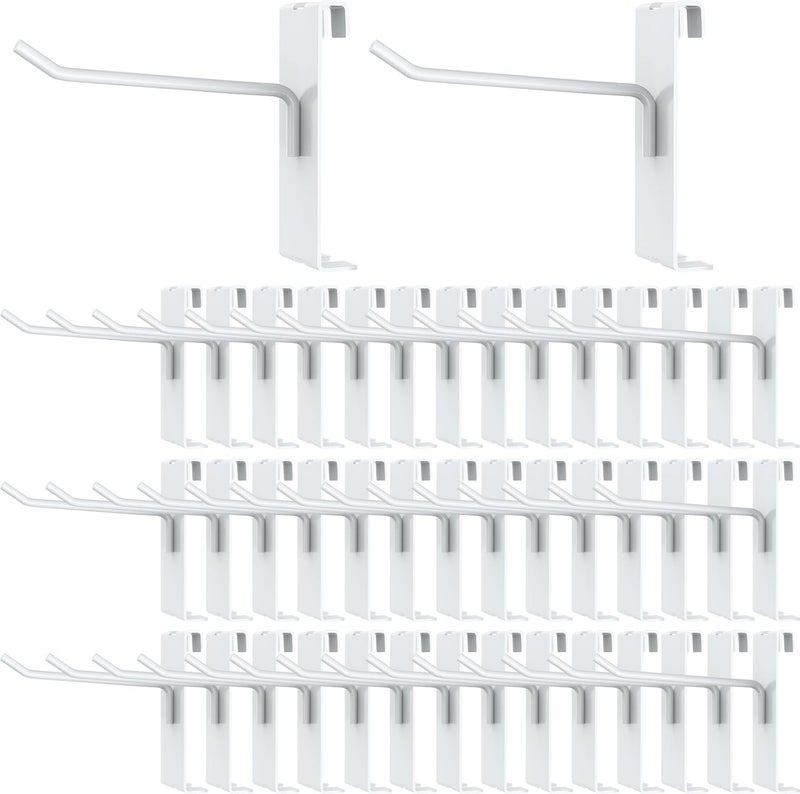 BeapTcely 50 Pieces Gridwall Hooks Gridwall Panel Hooks Metal Gridwall Hanging Hangers Gridwall Accessories Gridwall Pegs for Retail Shop Display Trade Garage Storage (White, 4 Inch) - Image 1